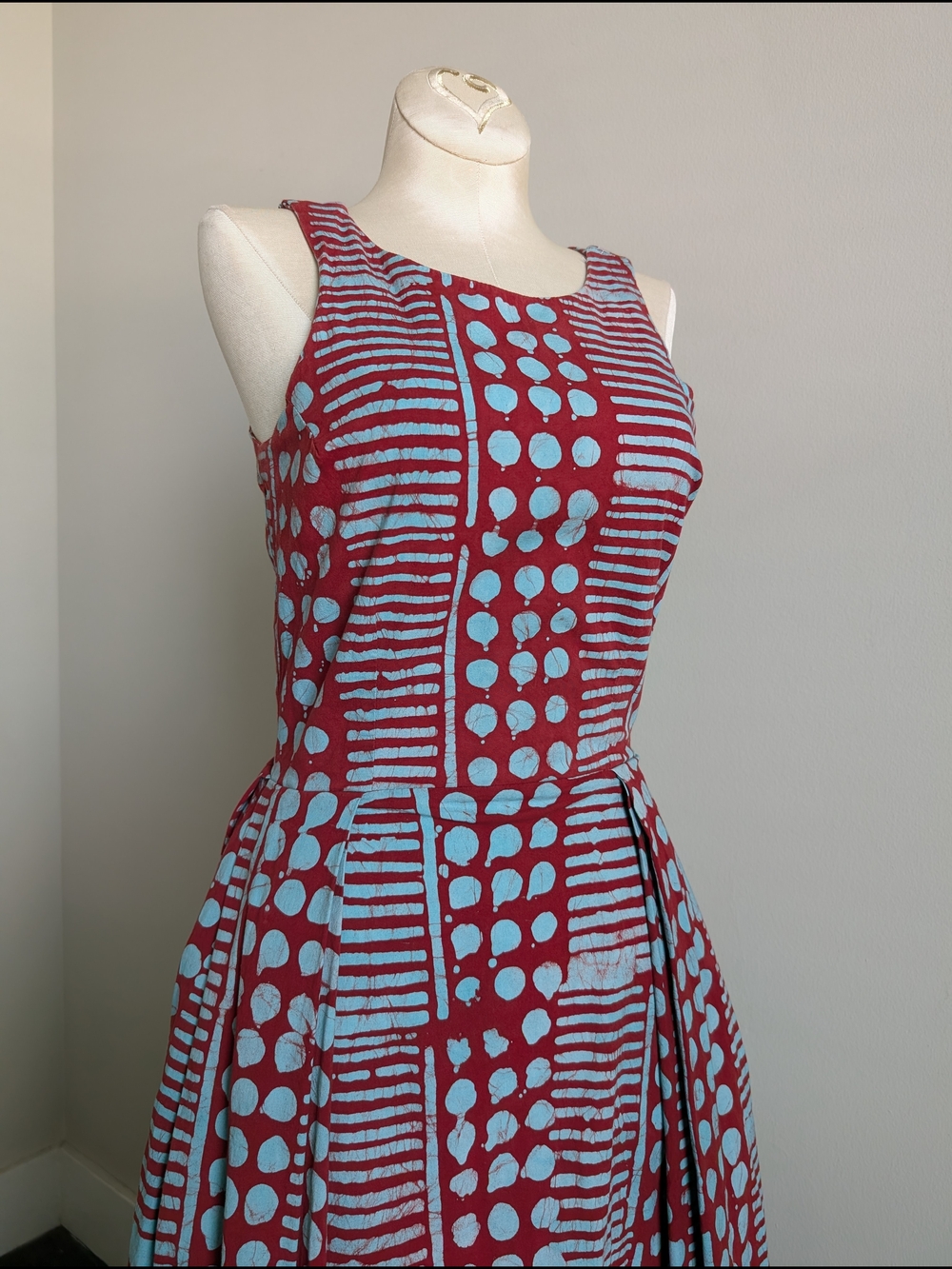 BUSAYO Wande Abstract Print Sleeveless 100% Cotton Maxi Summer Dress Size XS